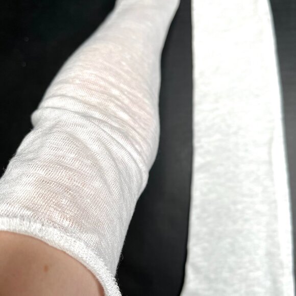 100% Linen Arm Warmers White Sleeves Cover Socks Driving Gloves Holistic Natural - Picture 4 of 5